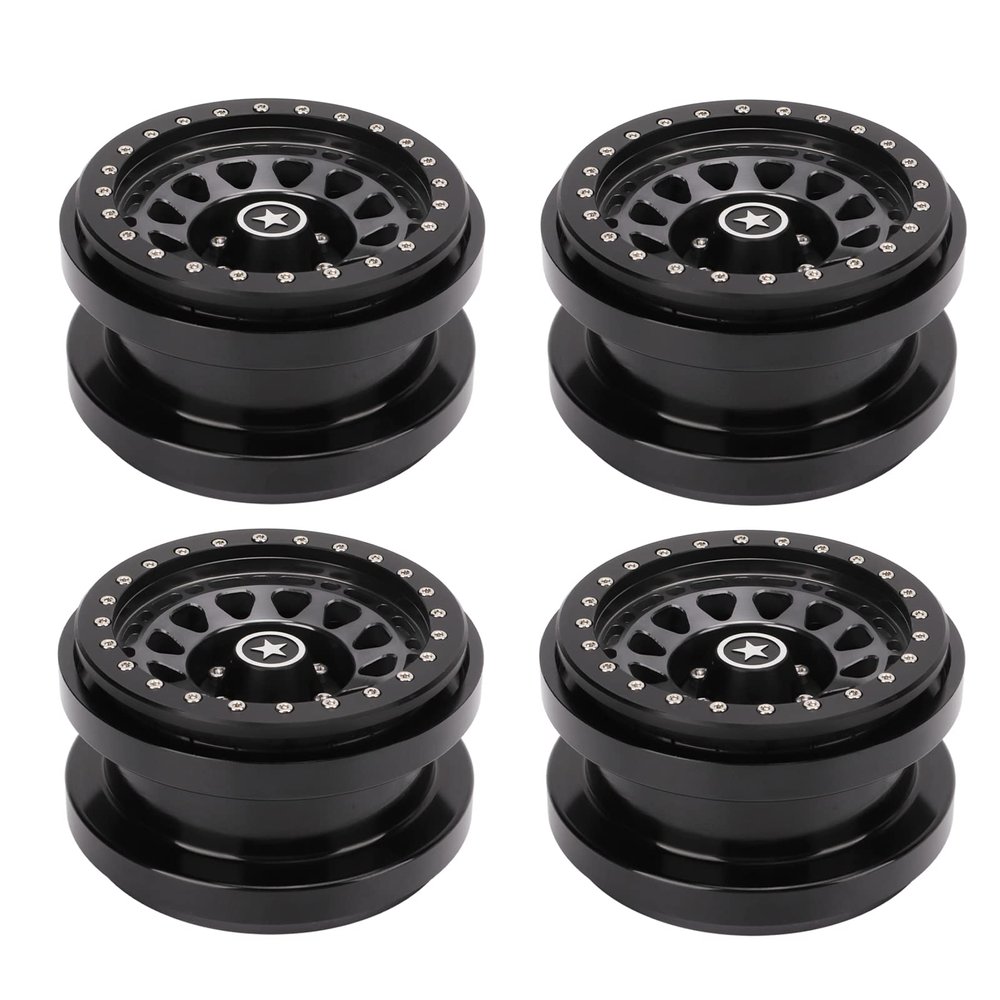 RC Car Tires,4 PCS RC Vehicle Wheels Rims 2.9in 12 Hole Aluminum Alloy Model Car Non Stick Metal Wheel Hub for 1/6 AXAIL SCX6()