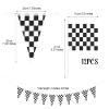 Racing Car Party Decorations Set - 1 Start Your Engines Backdrop, 1 Racetrack Tablecloth, 9.8ft Black and White Checkered Flags Pennant Banner, 12 Checkered Flags for Race Car Birthday Supplies view 4