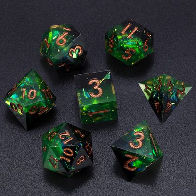Mini Planet Handcrafted DND Sharp Edge Polyhedral Dungeons and Dragons Handmade Dice Set