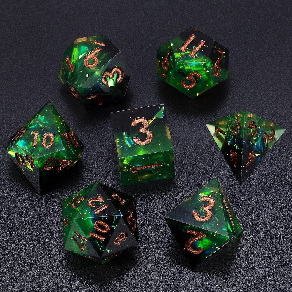 Mini Planet Handcrafted DND Sharp Edge Polyhedral Dungeons and Dragons Handmade Dice Set