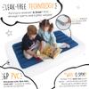 The Shrunks Toddler Travel Bed Portable Inflatable Air Mattress Blow Up Bed for Indoor/Outdoor Camping, Backyard, Hotel, or Home Use Kids/Toddler Floor Bed with Side Bed Rails and Electric Pump Blue view 4