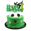 Soccer Cake Topper, Happy Birthday Sign Football Player Cake Decorations,Sport Theme Cake Topper,Football World Cup Theme Cake Decor,Glitter Green Birthday Party Cake Supplies Decor For Boys view 1