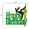 Soccer Cake Topper, Happy Birthday Sign Football Player Cake Decorations,Sport Theme Cake Topper,Football World Cup Theme Cake Decor,Glitter Green Birthday Party Cake Supplies Decor For Boys view 2