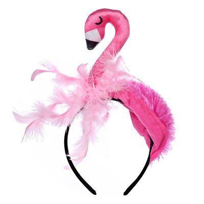 FERCAISH New Flamingo Headband, Hawaii Creative Flamingo Headdress Halloween Decorations Children's Headwear Cosplay Props