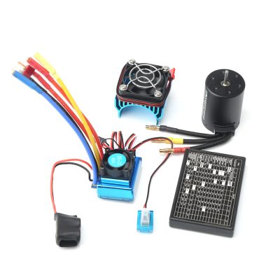 GoolRC 3650 3900KV Brushless Motor with 45A Brushless ESC Electric Speed Controller, Heat Sink and Programming Card, Waterproof Motor ESC Combo Set for 1/8 1/10 RC Car RC Boat