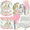 HIPVVILD Safari Birthday Decorations Tableware Girl, Jungle Theme Party Supplies, Plate, Cup, Napkin, Tablecloth, Cutlery, Straw, Safari Jungle Animal Birthday Baby Shower Party Decorations | Serve 24 view 1