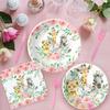 HIPVVILD Safari Birthday Decorations Tableware Girl, Jungle Theme Party Supplies, Plate, Cup, Napkin, Tablecloth, Cutlery, Straw, Safari Jungle Animal Birthday Baby Shower Party Decorations | Serve 24 view 4