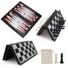 KAILE 10" Magnetic Chess Sets - 3 in 1 Travel Chess Checkers Backgammon Set with Folding Case - Portable Elastic Bag view 2