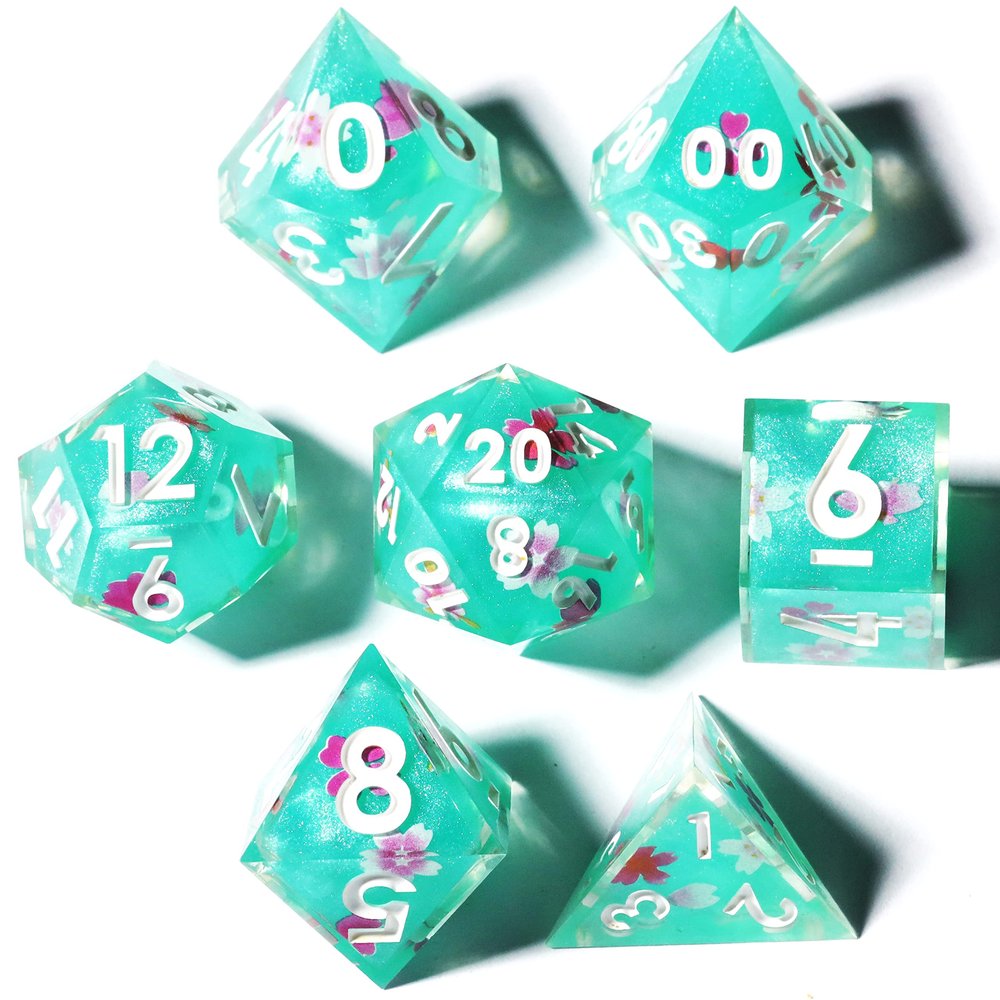 Mini Planet Sharp Edge DND Polyhedral Designer Dungeons and Dragons Handmade Dice Set