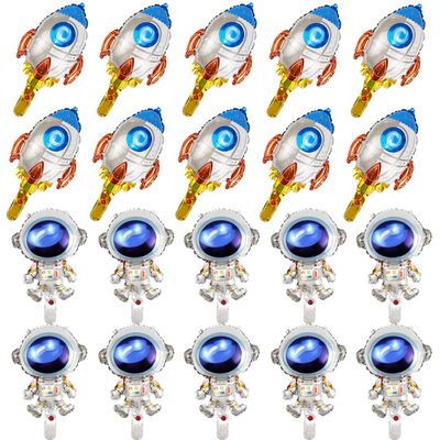 20Pcs Astronaut Aluminum Foil Balloons Outer Space Balloons Decoration for Outer Space Theme Party Kids Birthday Party Supplies Baby Shower