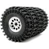 HOBBYSOUL RC 1.9 Beadlock Wheels Rims Silver & XL Size 1.9 Tires 4.75" (121mm) Fit 1/10 Crawler Redcat Gen8 Traxxas TRX-4 Tamiay CC01 Axial SCX10 Mud Rock Crawler Badland Terrain, (4-Pack, Assembled) view 1