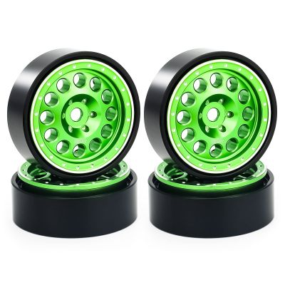 MRC 1.0 Beadlock Wheels RC Metal Bead Lock Wheel Rims Upgrades Aluminum Accessories for 1/24 1/18 SCX24 Deadbolt RC Car C10 Jeep Betty (Green)
