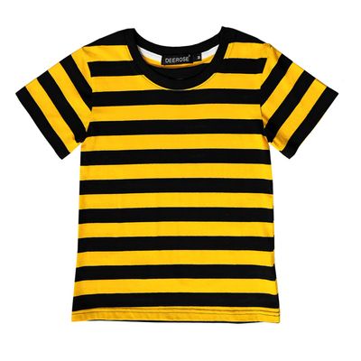 Boys Black Yellow Striped Shirt Girls Bee Costume Kids Summer Short Sleeve Casual Tee Top 13-14 Years