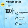 10-Pack Double Sided Glitter 100th Birthday Centerpiece Anniversary Centerpiece Sticks, Number 100 Table Topper Cake Topper for 100th Birthday Anniversary Table Party Decorations (Double Sided black) view 2