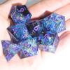 Mini Planet DND Sharp Edge Polyhedral Dungeons and Dragons Iridescent Handmade Dice Set view 3