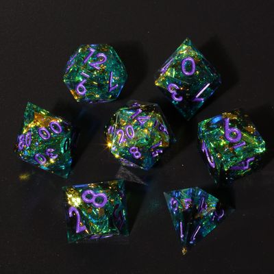 Mini Planet Iridescent Polyhedral Handmade Dungeons and Dragons DND Sharp Edge Dice Set