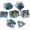 Mini Planet Iridescent Polyhedral Handmade Dungeons and Dragons DND Sharp Edge Dice Set view 2