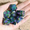 Mini Planet Iridescent Polyhedral Handmade Dungeons and Dragons DND Sharp Edge Dice Set view 3