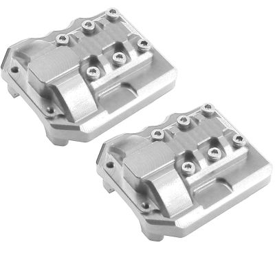 2Pcs ShareGoo Aluminum Alloy Front Rear Axle Differential Cover 15g Diff Cover Case Compatible with Traxxas TRX-4 1/10 RC Crawler Car (Silver)