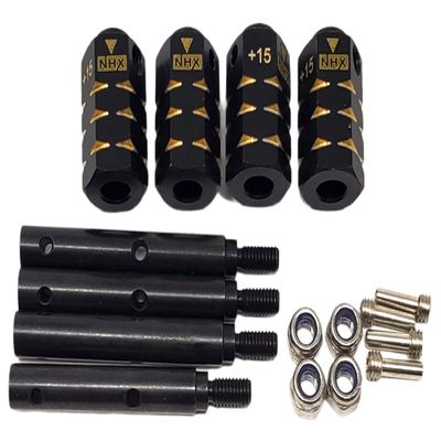 NHX RC Brass Wheel Hex Adaptor +15 Extensions w/Axles :SCX10 / II/III / TRX4