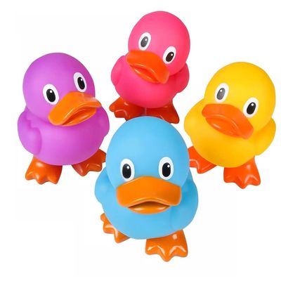 Large 5.5" Tall Rubber Duckies (4 Ducks) Collectable Colorful Ducks Great for Dash Display and Bath Play
