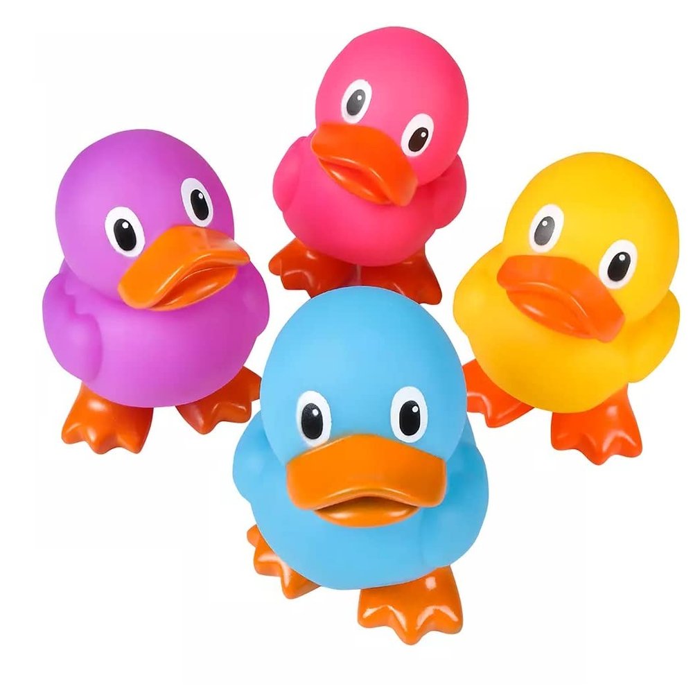 Large 5.5" Tall Rubber Duckies (4 Ducks) Collectable Colorful Ducks Great for Dash Display and Bath Play