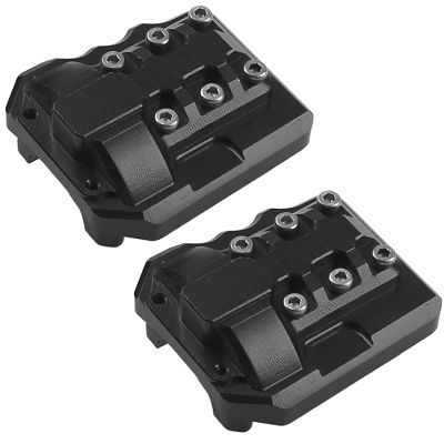 2Pcs ShareGoo Aluminum Alloy Front Rear Axle Differential Cover 15g Diff Cover Case Compatible with Traxxas TRX-4 1/10 RC Crawler Car (Black)
