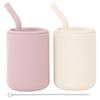 WeeSprout Silicone Baby Cups With Straws and Lids, 4 & 8 oz Options, Set of 2, Food Grade Toddler Training Container, Built In Straw Stoppers, Measurement Markings, Dishwasher Safe + Straw Cleaner view 1