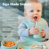 WeeSprout Silicone Baby Cups With Straws and Lids, 4 & 8 oz Options, Set of 2, Food Grade Toddler Training Container, Built In Straw Stoppers, Measurement Markings, Dishwasher Safe + Straw Cleaner view 3
