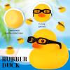 Chivao 12 Pcs Rubber Ducks with 12 Sunglasses/ Hats/ Headwear Small Mini Carnival Cruise Birthday Rubber Duckies Bathtub Toys in Bulk(Duck with Glasses,Yellow) view 3