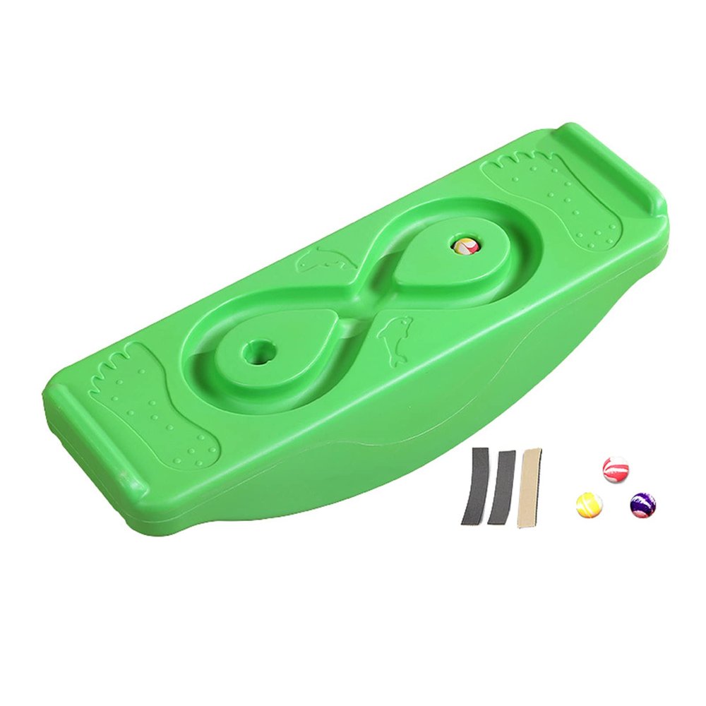 PHASFBJ Children Balance Board Sensory Integration Trainer, Kids Rocking Seesaw Plastic Balance Board with 3 Balls, Spinning Balance Board and Agility Trainer,Green,1