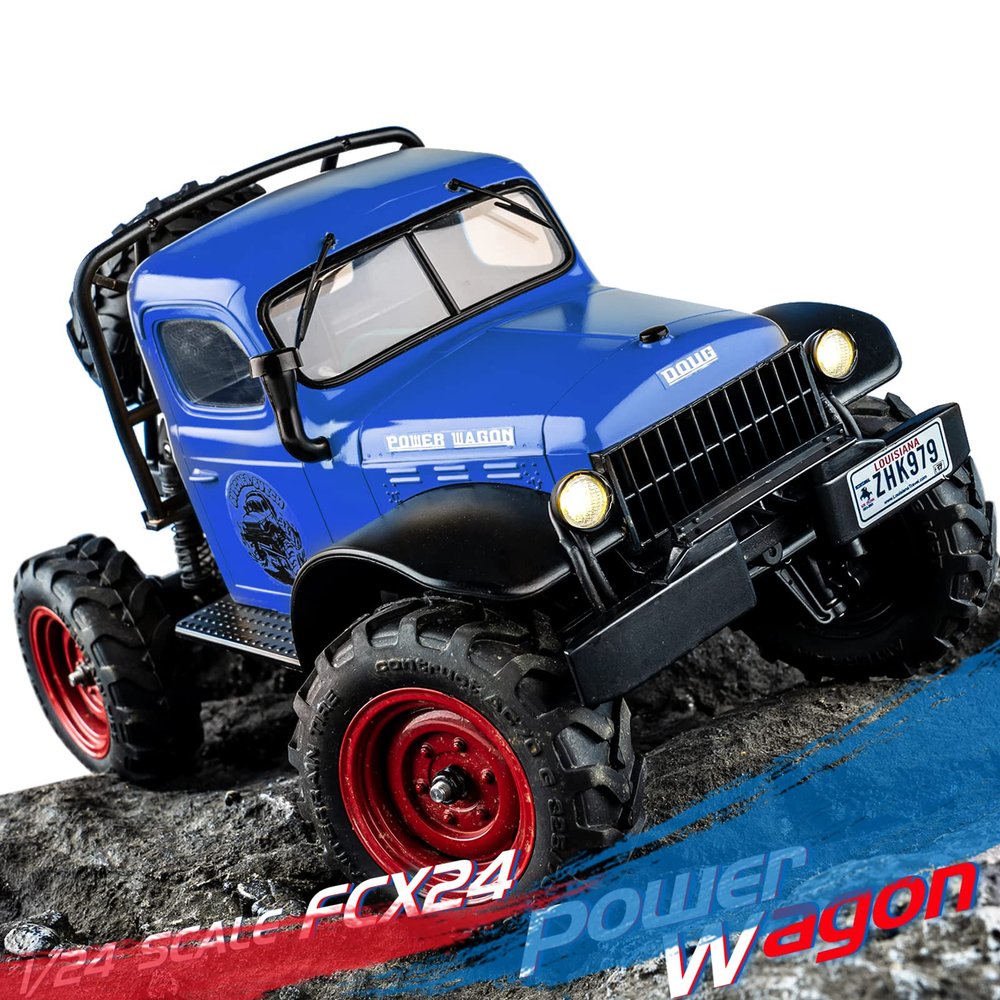EAZYRC FMS FCX24 Power Wagon 1/24 RC Crawler, Brushed 4x4 RTR Rock Crawler with Portal axle, 2-Speed Transmission, PC Hard Body RC Car for Adults and Gift