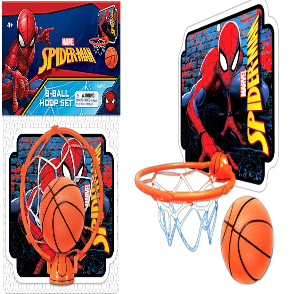 JA-RU Marvel Spiderman Mini Basketball Hoop (1 Unit) Self Adhesive Wall & Door Mount. Office or Bedroom Basketball Hoop with Ball for Kids. Indoor & Outdoor Sports Game. Spid-6822-1s