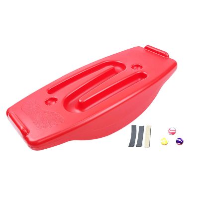 PHASFBJ Children Balance Board Sensory Integration Trainer, Kids Rocking Seesaw Plastic Balance Board with 3 Balls, Spinning Balance Board and Agility Trainer,Red,2