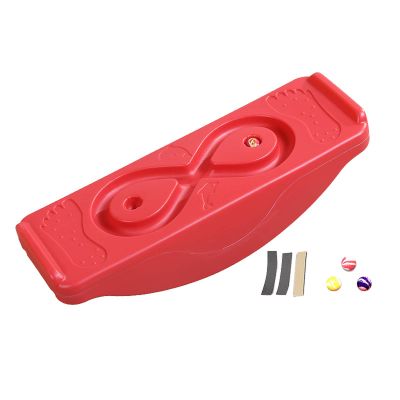 PHASFBJ Children Balance Board Sensory Integration Trainer, Kids Rocking Seesaw Plastic Balance Board with 3 Balls, Spinning Balance Board and Agility Trainer,Red,1