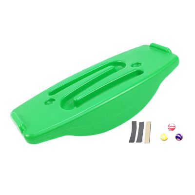 PHASFBJ Children Balance Board Sensory Integration Trainer, Kids Rocking Seesaw Plastic Balance Board with 3 Balls, Spinning Balance Board and Agility Trainer,Green,2