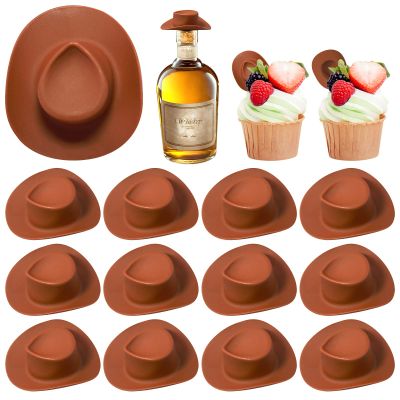 HKACSTHI 30 Pieces Mini Western Cowboy Hat Cowgirl Hat Doll Hats Plastic Cute Doll Hats Decoration Accessories for Party (Brown)