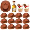 HKACSTHI 30 Pieces Mini Western Cowboy Hat Cowgirl Hat Doll Hats Plastic Cute Doll Hats Decoration Accessories for Party (Brown) view 1
