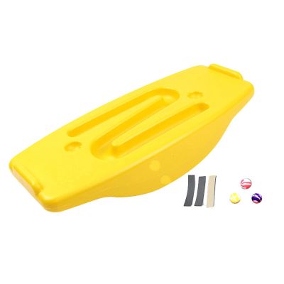 PHASFBJ Children Balance Board Sensory Integration Trainer, Kids Rocking Seesaw Plastic Balance Board with 3 Balls, Spinning Balance Board and Agility Trainer,Yellow,2
