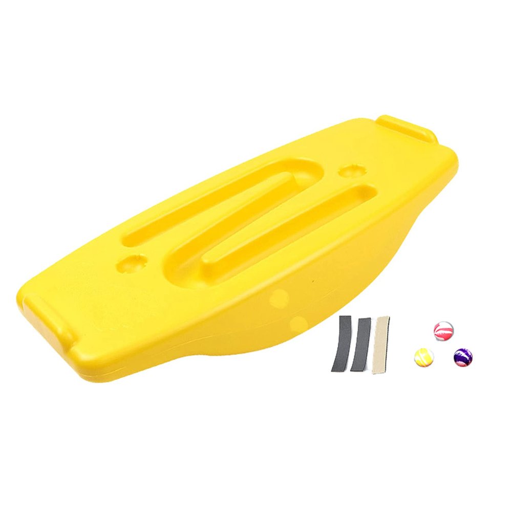 PHASFBJ Children Balance Board Sensory Integration Trainer, Kids Rocking Seesaw Plastic Balance Board with 3 Balls, Spinning Balance Board and Agility Trainer,Yellow,2