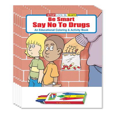 ZOCO  Be Smart Say No to Drugs Educational Coloring Books (50 Bulk Pack, With Crayons)  Police Handouts  Stay DrugFree Activities for Kids