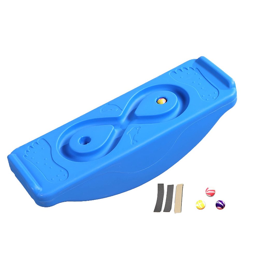 PHASFBJ Children Balance Board Sensory Integration Trainer, Kids Rocking Seesaw Plastic Balance Board with 3 Balls, Spinning Balance Board and Agility Trainer,Blue,1