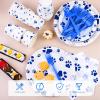 durony 121 Pieces Blue Paw Print Party Supplies Dog Birthday Tablecloth, Plates, Napkins, Forks and Paper Cups Decorations for Puppy Theme Party Supplies view 4