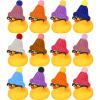 Chivao 12 Pcs Mini Rubber Ducks with Sunglasses/ Glasses and Hats/ Necklace, Cruise Rubber Ducks in Bulk Valentine Gift Small Bathtub Toy for Hiding Party Favor(Funny Style,Yellow) view 1