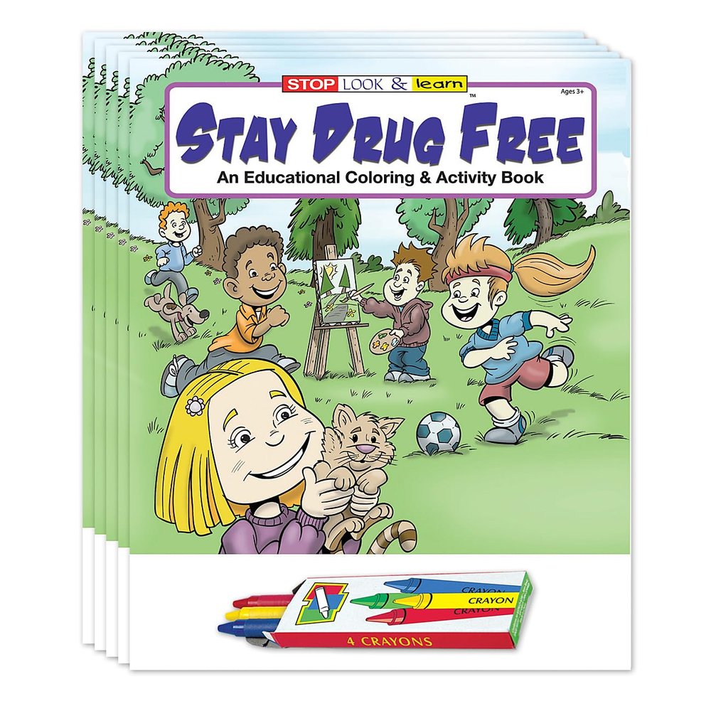 ZOCO Stay Drug Free Coloring Books (50 Bulk Pack, With Crayons) Community Outreach, AntiDrug Awareness Safety Educational Games, Puzzles, Activities for Kids