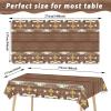 3 PCS God Bless Baptism Tablecloths - Decoration for First Holy Communion, Christening, Newborn Baby Shower Theme Supplies - Plastic Table Cover - Rustic Wood Floral Party Favors view 2