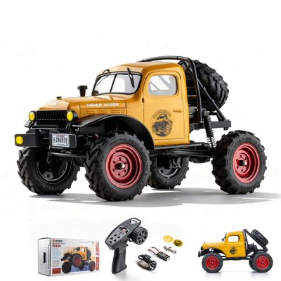 BEEZRC FMS RC Crwaler 1/24 Scale FCX24 Power Wagon RTR V2 4WD 2.4GHz 3CH Offroad RC Car Model Vehicle Hobby Grade Remote Control Car(Yellow)