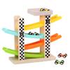 Wooden Quad Track Glide Racing Toy Car Ramp Race - Level 4 Toy Car Ramp Track with 4 Wooden Cars and 3 Garage Toddler Racing Ramp Playset Car Ramp Toys for Boys & Girls Gifts 2-4 view 1