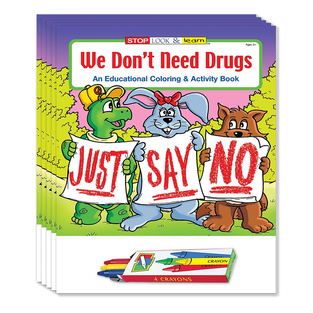ZOCO Drug Use Prevention Coloring Books (50 Bulk Pack, With Crayons) Just Say No Educational Games, Puzzles, Activities for Kids