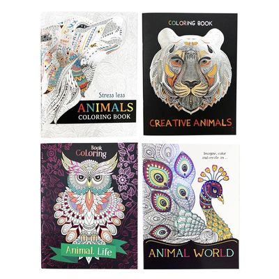2 Adult Coloring Books Calming Stress Relaxation Relief Animals Mandalas Designs